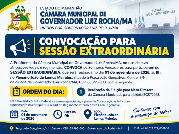 CONVOCAÇÃO PARA SESSÃO EXTRAORDINÁRIA